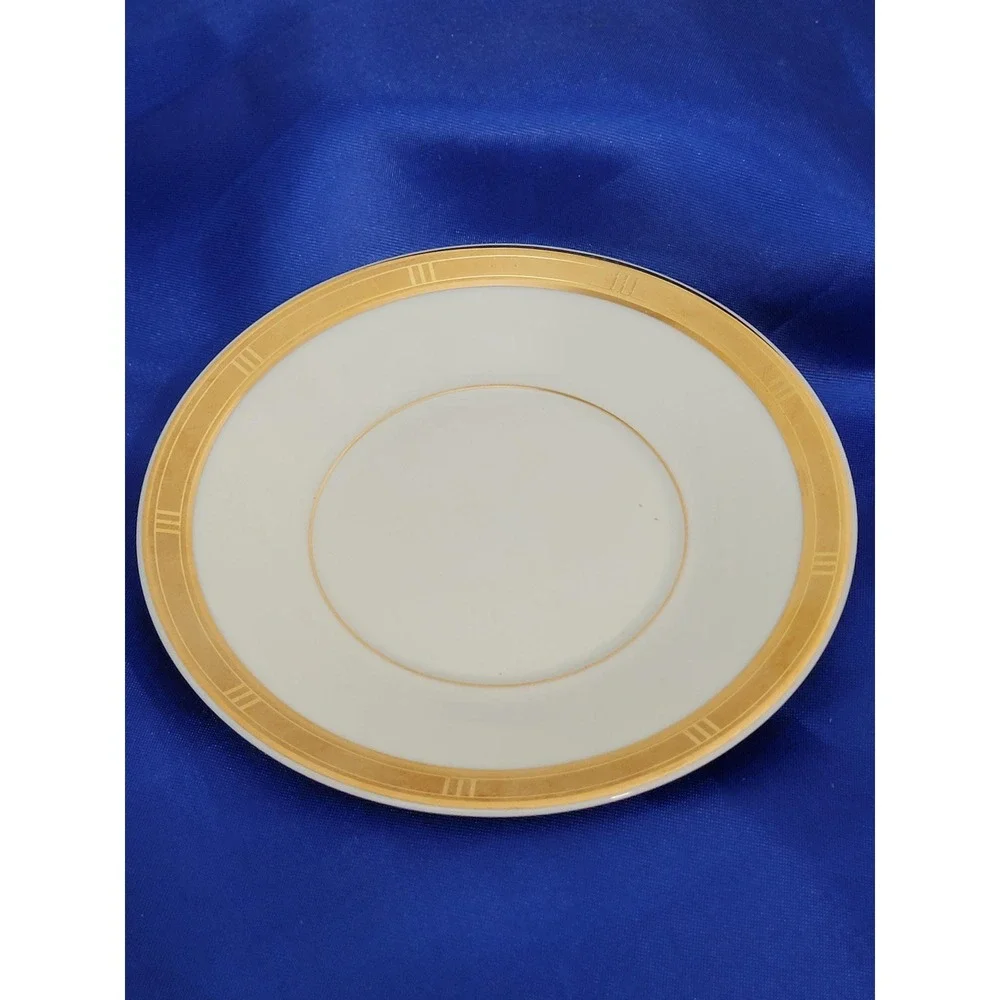 Porcelain Tea Coffee Cup and Saucer, Bernardaud Limoges Roulette Pattern